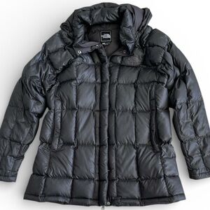 The North Face 600 Down Zip Deattach Hood Puffer Jacket Parka Coat Gray Wmns XL